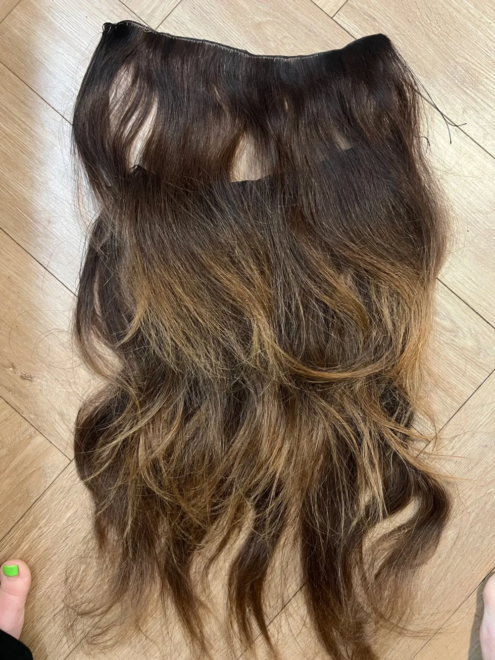 BELLAMI Dark Brown to Light Brown Ombre Clip-In Fringe Pieces